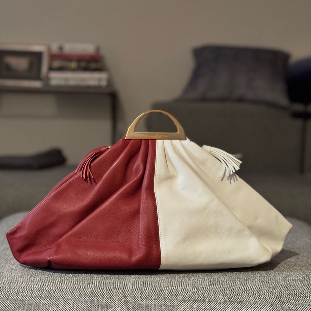 THE VOLON WINE/WHITE GABI HANDBAG